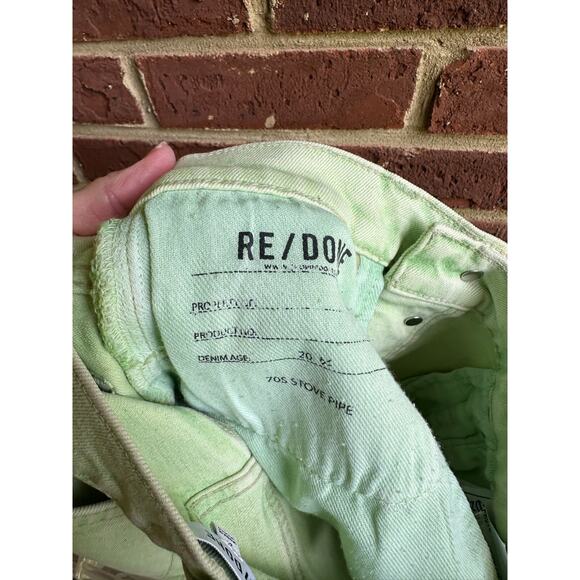 RE/DONE Pistachio Green 26 Straight Leg Denim 70s Stove Pipe Proto Sample NWOT - Picture 5 of 7